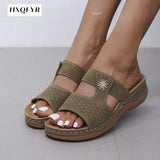 Women Embroider Flower Colorful Ethnic Casual Sandals Comfortable Soft Slippers Flat Platform Open Toe Outdoor Beach