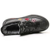 Leather Fur Moccasins Women Sport Sneaker for Elderly Female Soft Warm Comfortable Loafers Size 41 Zapatos Mujer