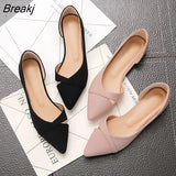 Women Flats Pink Black Pure Color Plus Small Size 34 Large 41 42 43 44 Suede Leather Pointed Toe Office Lady Flat Heel