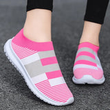 Color Knit Breathable Sneakers for Women 2023 Non Slip Soft Sole Casual Flats Woman Plus Size Slip On Sock Shoes