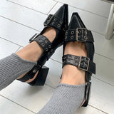 Autumn Women's Pumps Casual Shoes Crude Heel Pointed Toe Belt Buckle Female Shoes High Quality Luxury Sandals New