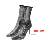 Women's Sandals 2024 High Heel Women Boots Summer Sunscreen Breathable Pointed Toe Super High Heels Women's Fashion Mesh