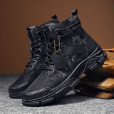 Shoes for Men 2023 Spring Fashion Lace Up Outdoor Male Booties Platform Desert Military Boots New Men's Ankle