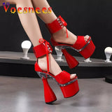 Super High Heel 17.5CM Round Heels Pole Dance Shoes Summer Modern Sexy Stripper Nightclub Ankle Strap Sandals For