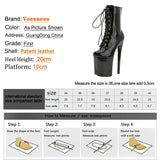 Women Boots Mid-Calf Sexy Hate Day High 17 20CM Round Toe Pole Dance Shoes Nightclub Zipper Lace-up Black Roman