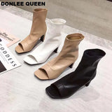 Peep Toe Ankle Boots Women Thin High Heels Shoes Women Gladiator Sandals Sexy Chelsea Boots Front Open Stilettos