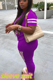Pink Letter Print Women Two Piece Set Casual Sport Tracksuit Short Sleeve Top + Jogger Sweatpant Suit Plus Size Outfits