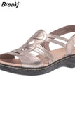 Size 43 Women New Flat Casual Open Toe Beach Sandals 2023 Women's Low Heel Shoes Wedges Woman Summer Footwear