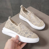 Women Flat Sneakers New Comfy Light Thick Sole Breathable Mesh Female Shoes Slip-On Spring Stylish Trend Zapatillas