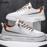 Men Fashion Leather Casual Shoes Men's Running Sneakers Outdoor Walking Shoes New Anti-skid Wear Flat Heel Male Skateboard