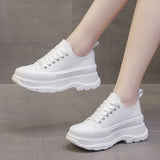 Canvas Chunky Platform Sneakers Woman Spring Summer Thick Bottom Sport Shoes Women Black White Lace Up Skateboard