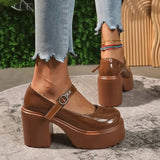 Super High Heels Mary Jane Shoes Women Plus Size Ankle Buckle Platform Pumps Woman Round Toe Chunky Heeled Lolita