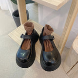 Jane Single Shoes Women's 2024 Thick Soles Internet Celebrities Korean Version Of The Retro College British Style Big Head Small Leather