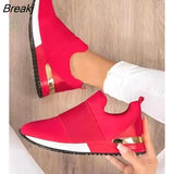 Women Mesh Breathable Sneakers Fashion Slip on Flat Casual Shoes Wedges Platform Women Lightweight Out Walking Shoes