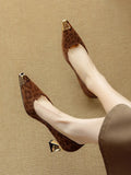 Breakj Temperament High Heels Women 2025 Spring New Light Mouth Single Shoes Small Fragrant Leopard Pattern Evening