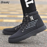 Winter Men's Vulcanized Shoes New Men Sneaker High Top Shoes Lace-up Casual Walking Shoes Skateboarding Flat