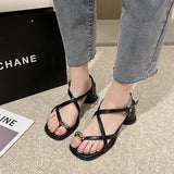 Women's summer chunky toe sandals, black, white, brown, white with temperament toe sandals for