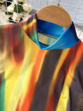 Women Fashion Irregular Dress New Spring Long Sleeve Turtleneck Dye-tie Print Bodycon Ruched Party Dress