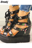 Leisure Wedges Women's Shoes Summer Shoes Women Sandals Platform Shoelaces High Heels Casual Shoes Woman Large Size