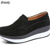 Women Flat Platform Loafers Ladies Elegant Suede Leather Moccasins Shoes Woman Slip On Moccasin Women's Blue Casual