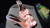 Women Sweet Bowtie Crystal Slippers Woman Transparent Open Toe Outdoor Female Shoes Silver Summer Shoes Woman