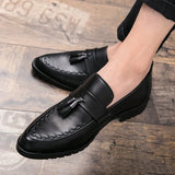 Men Tassel Loafers Leather Formal Shoes slip on Elegant Dress Shoe Simple Slip On Man Casual wedding party Shoes men