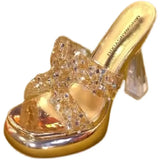Breakj Korea's Small Thick-Bottomed One-Word Drag Woman Wearing Transparent Cool Slippers In The Summer Of 2025 Thick Heel High