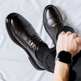 Breakj Business Leisure Handmade Platform Men's Shoes Tie British Style Trend Men's Small Leather Shoes