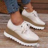 New Patent Leather Thick Bottom Brogue Shoes for Woman Women Plus Size Lace Up Flats Woman Chunky Platform Oxford Shoes