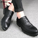 Men Oxford Shoes Leather Men's Dress Luxury Brand Business Brogue Shoes Party Formal Shoes with Thick Bottom 2020