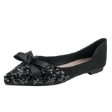 Women Pointed Toe Walking Shoes New All-match Bow-knot Ladies Loafers Casual Slip on Flat Walking Shoes Chaussure Femme Size