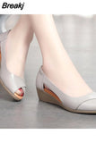 Sandals Women Wedges Sandals Pumps Ankle Buckle Open Toe Fish Mouth Med Summer Women Shoes Fashion Wedges