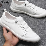 Genuine Leather Shoes Men Sneakers Casual Male Footwear Fashion Brand White Shoes Mens Cow Leather White Sneakers