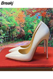 Color Women Pumps 12cm High Heels Shoes Nude Pointed Toe Sexy Stiletto Ladies 10cm 8cm plus size QKOU005