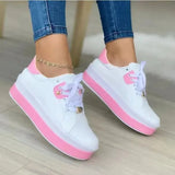 Shoes Women's Vulcanized Shoes 2023 Outdoor Platform Shoes Female Casual PU Fashion Lace-Up Sneakers Women Wedge
