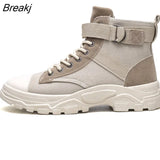 Men Military Boots 2020 Outdoor Fashion Canvas High Top Shoes Men Casual Shoes Ankle Boots Black Chelsea Boots Zapatos De