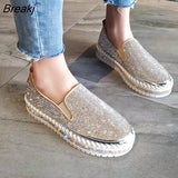 Women Flats Crystal Ladies Glitter Bling Loafers Flat Platform Fashion Woman Spring Casual Moccasins Female Shoes