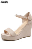 Women Shoes Platform Sandals Women Peep Toe High Wedges Heel Ankle Buckles Sandalia Espadrilles Female Sandals