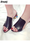 Brand Big Size 41 Elegant Crystals Chunky Heels Summer Women's Shoes Woman Sandals Leisure Shoes Women