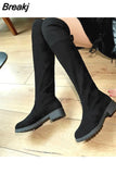 Long Faux Suede Boots Women Over-the-knee Boots Casual Black Sexy Nightclub Platform Shoes for Women Autumn Women