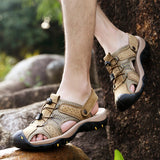 Men Summer Sandals Leather Outdoor Beach Shoes Pure Handmade Shoes Fashion Big Size Slippers Men Luxury Casual