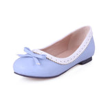 Size 34~51 Ballet Flats Women Autumn Spring 2023 Mixed Colours Patchwork Casual Loafers Bow PU Leather Slip on Basic