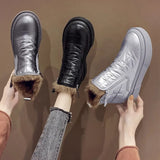 Woman Boots Flat Heel Luxury Designer Shoes Winter Footwear Plush Fashion 2023 Fur Rubber Ladies Casual Rome Fabric