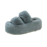 Thick-Soled Woolen Slippers For Women's 2024 Autumn And Winter New Korean Parallel Bars Soft-Soled Outdoor Cotton