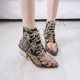 Breakj 43 Embroidered Tamarin With Martin Boots Women's Autumn And Winter Toy Embroidery High And Short