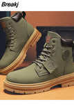 Top Boots Men Leather Shoes Fashion Motorcycle Ankle Military Boots For Men Winter Boots Man Shoes Lace-Up Botas