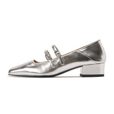 Spring New Women Shoes Fashion Square Toe Shallow Ladies Mary Jane Ballerinas Vintage Style Low-heeled Casual Single