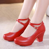 High 2023 Heels for Ladies Shoes Dancing Platform Pumps Leather Mary Janes Sandal Summer Footwear Fashion Women