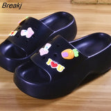 Summer New Slippers Fashion Platform Korean Version Increase Women's Shoes Wedge Cartoon Cute Outdoor Flip Flops