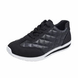 Women's Solid Color Casual Sneakers 2024 Trend Woman Lace Up Platform Soft Sole Walking Shoes Quilted Pattern Walking